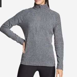 Charcoal Grey Quest Fleece quarter 1/4-Zip jacket eddie bauer small